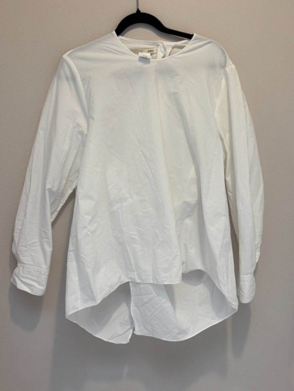JNBY White Cotton Twist Back Popover Blouse Long Sleeve Oversized XL